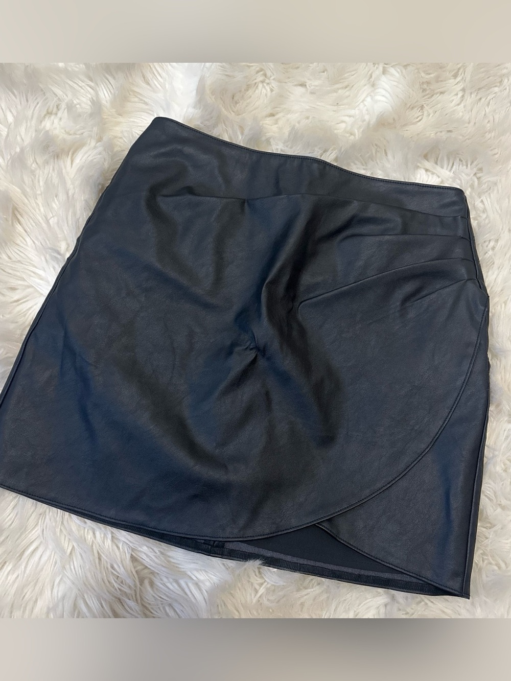 Abercrombie & Fitch Black Faux Leather Wrap-Style Mini Skirt